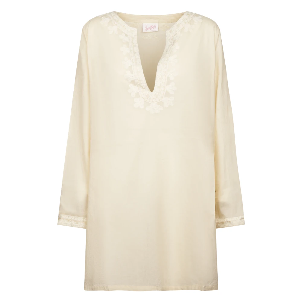 Mc2 Saint Barth Beige Cedy Kaftano Cotton Voile - Female - Short Dresses - L - Dresses