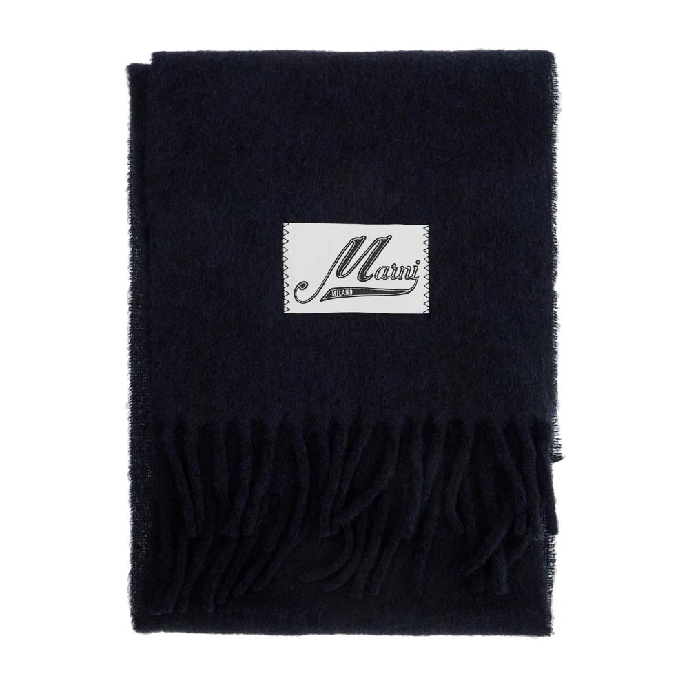 Marni Zachte Alpaca Wol Fringed Sjaal Blue Heren