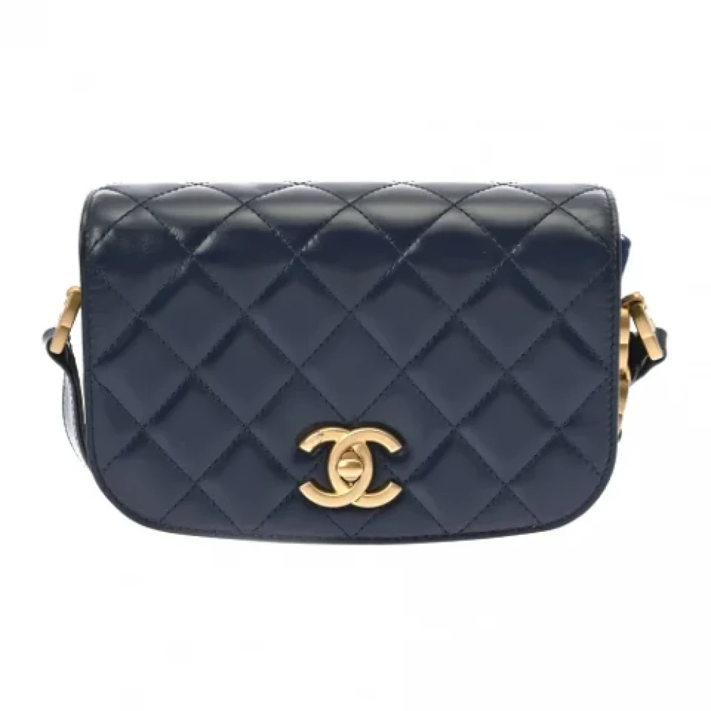Chanel Vintage Pre-owned Leather chanel-bags Blue Dames