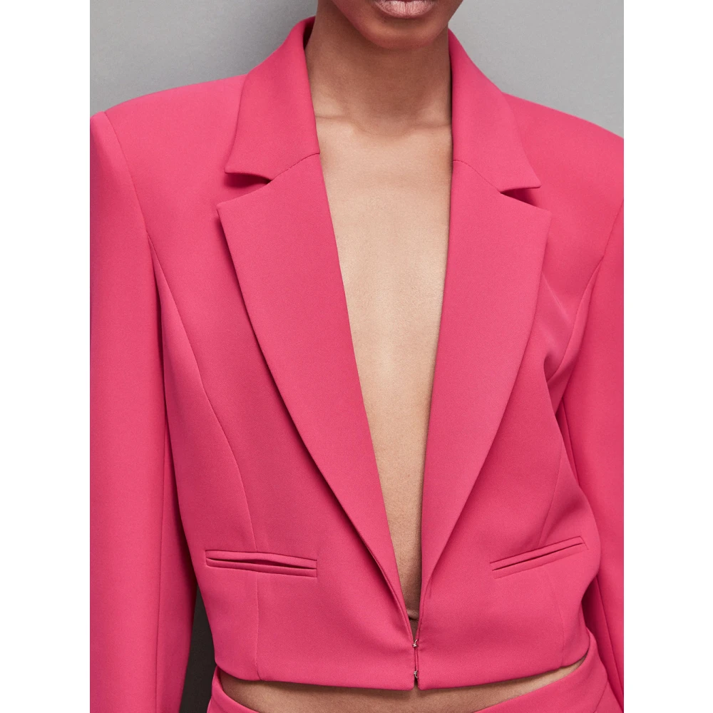 PATRIZIA PEPE Geknipte Fuchsia Blazer met Verenafwerking Pink Dames