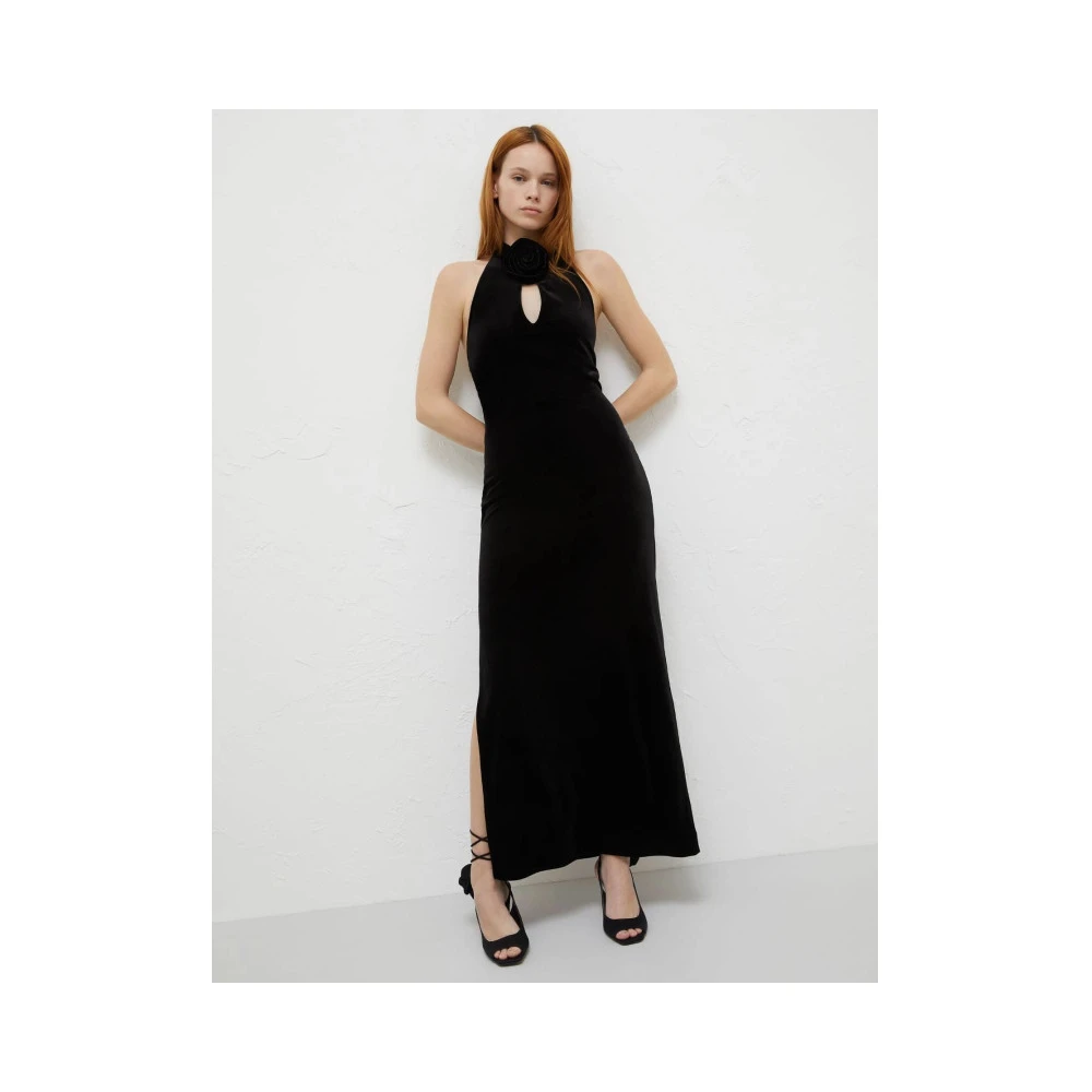 Marella Fluwelen Lange Jurk Groot Black Dames