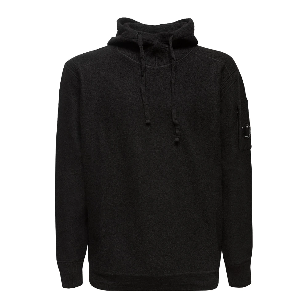 C.p. Company Men's Black Hoodies, L, Trendy Merino Wool Hoodie