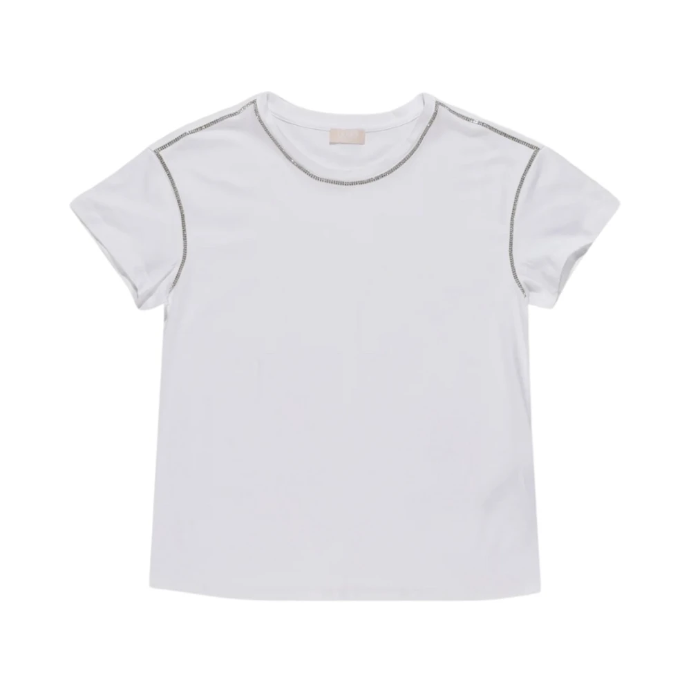 Liu Jo Women's White Cotton T-Shirt With Strass