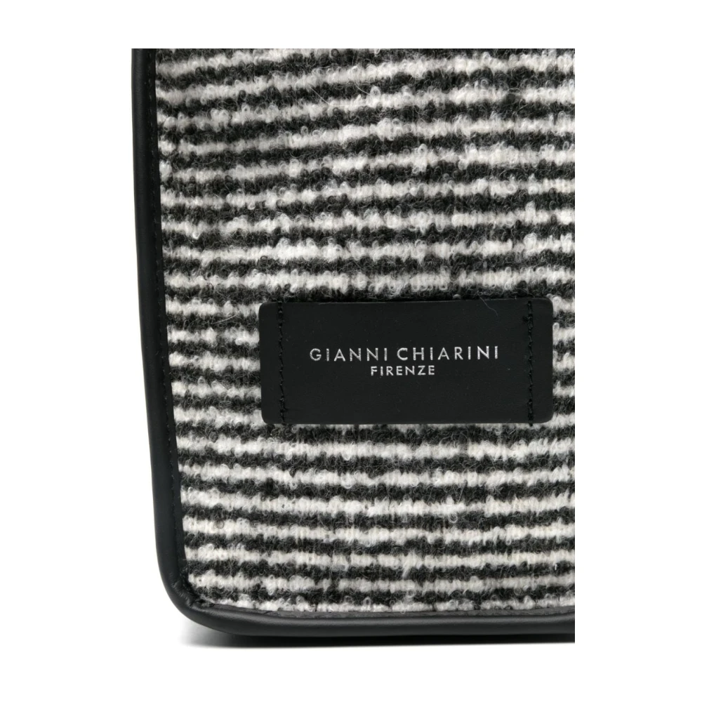 Gianni Chiarini Zwarte Leren Streep Patroon Handtas Black Dames