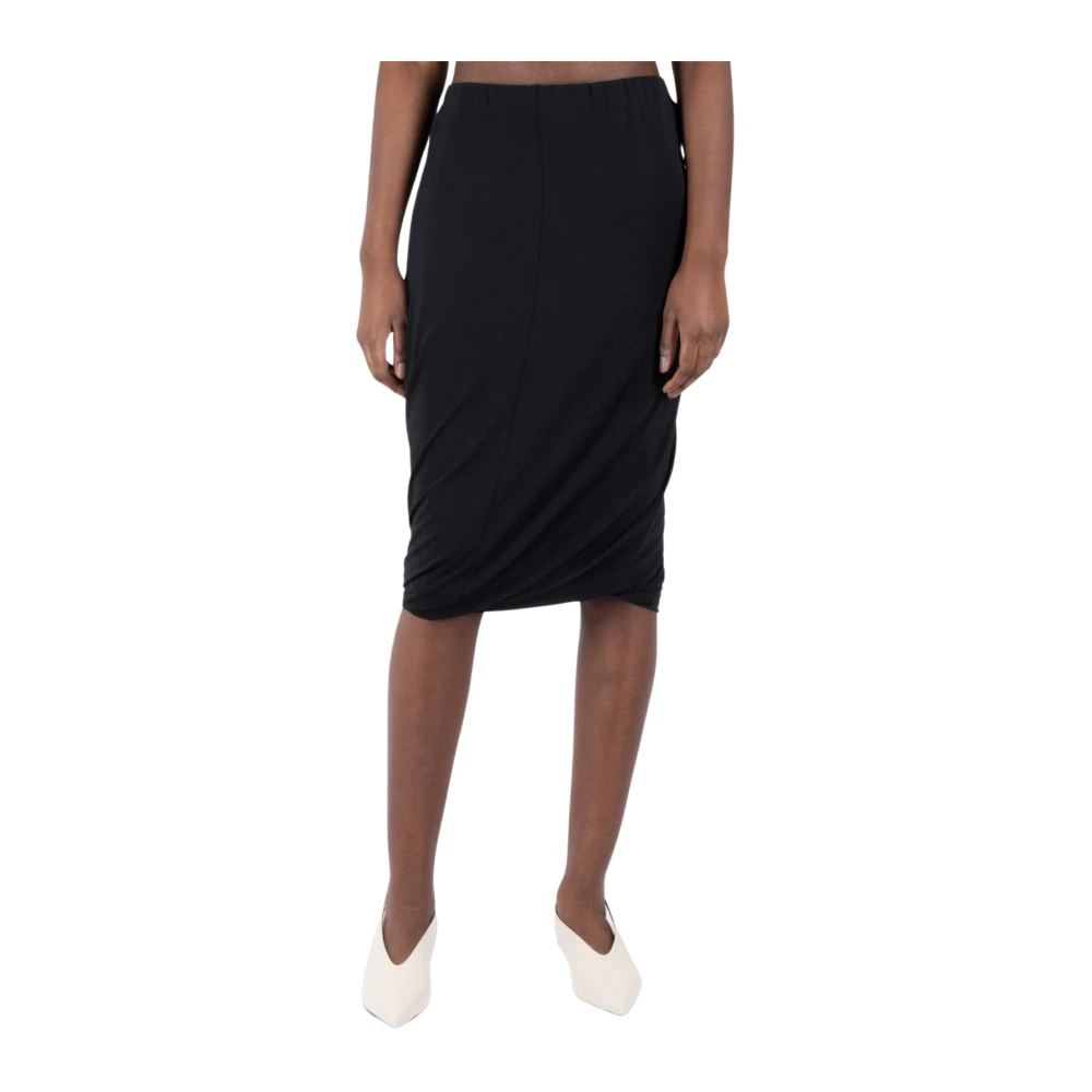 Jil Sander Elastische Gelaagde Knielengte Rok Black Dames