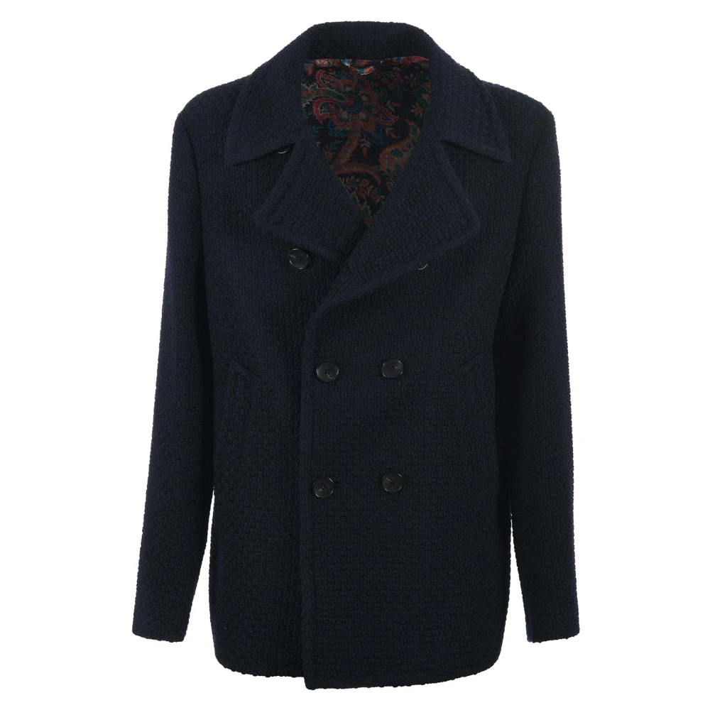 ETRO Stijlvolle MRW Pea Coat Jas Black Heren