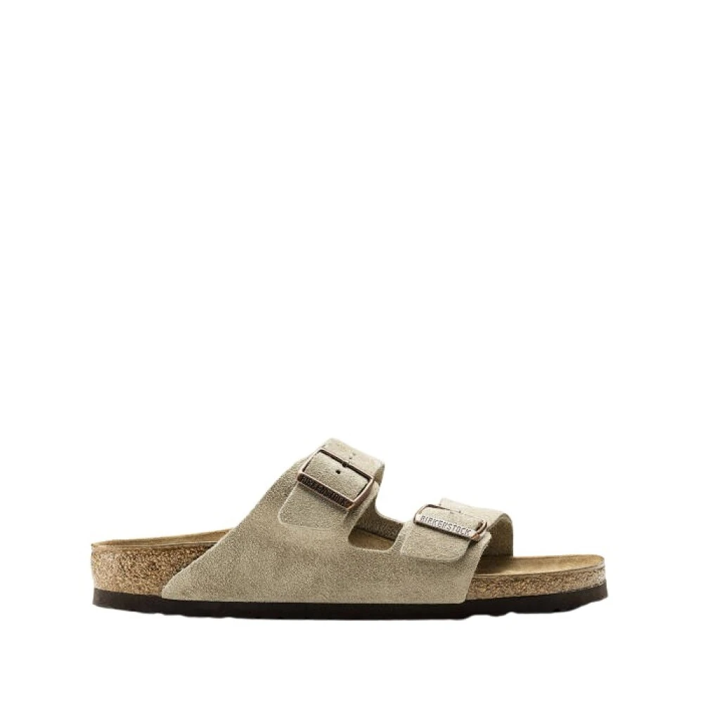 Birkenstock Men's Beige Arizona Suede Sandals Regular - Sliders - 10 Uk - Shoes