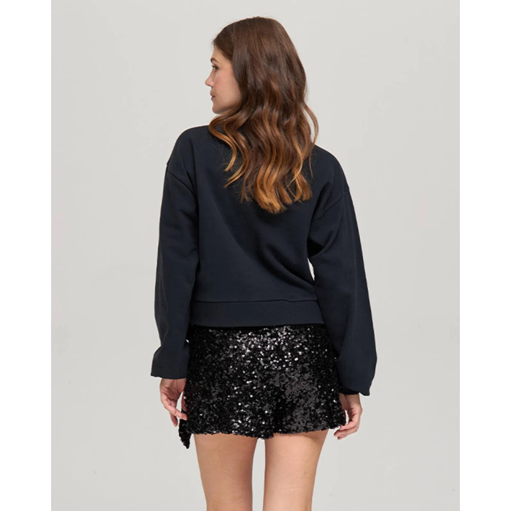 Harper & Yve Rhinestone Sweatshirt Dw24Y500 Black Dames