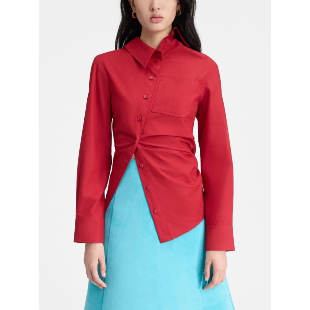 Jacquemus Asymmetrisch Overhemd met Parelknopen Red Dames