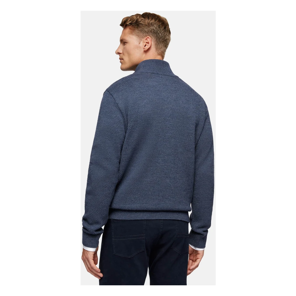Boggi Milano Merino Wol Trui met Ronde Halslijn 7 Gg Beige Heren