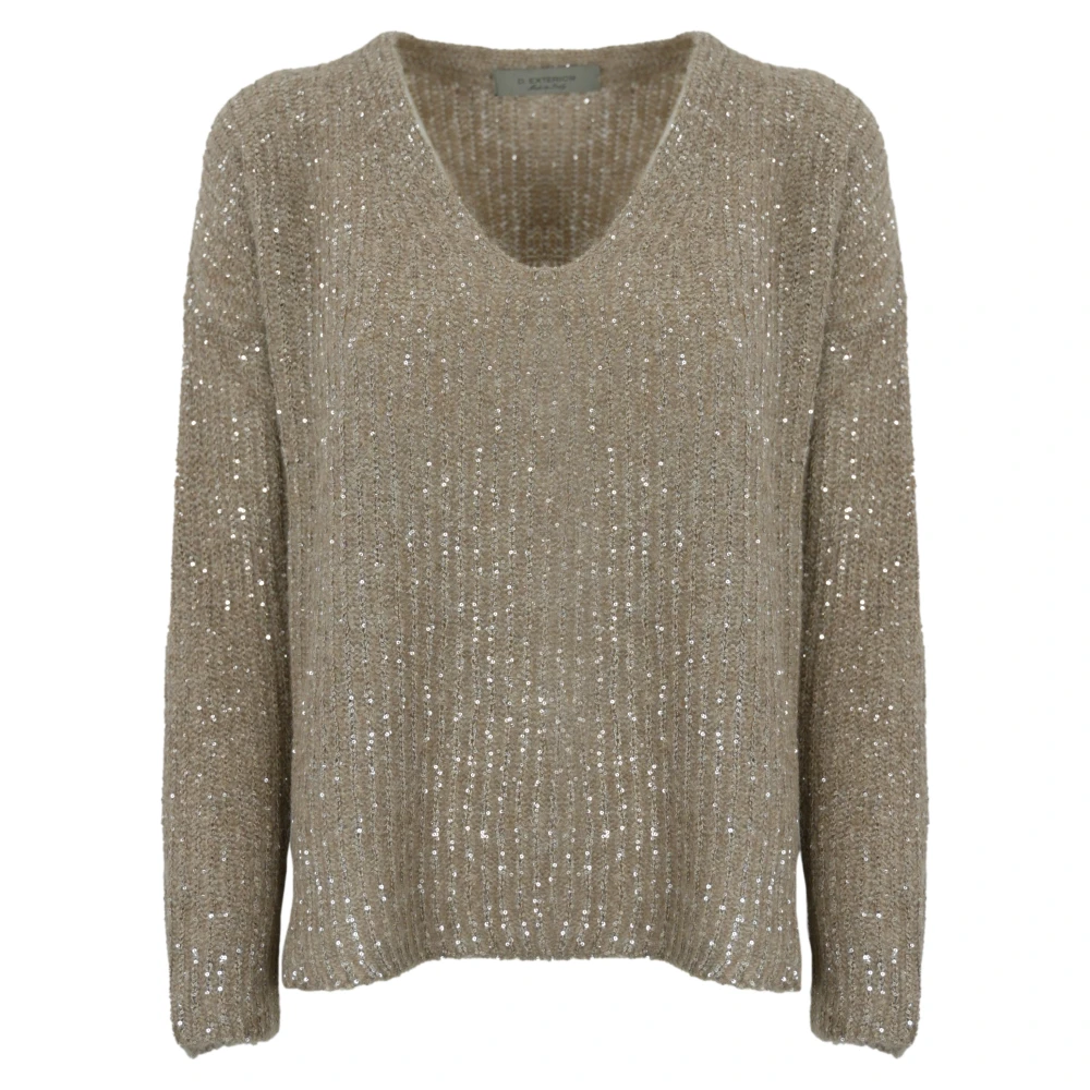 D.Exterior Pailletgeborduurde Alpaca Sweater Brown Dames