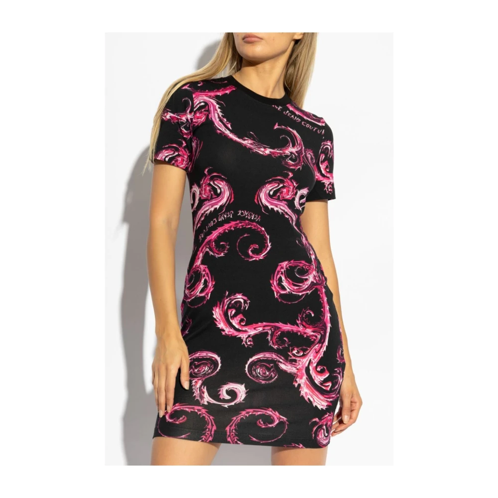 Versace Jeans Couture Zwarte Jurk Aw24 Damesmode Multicolor Dames