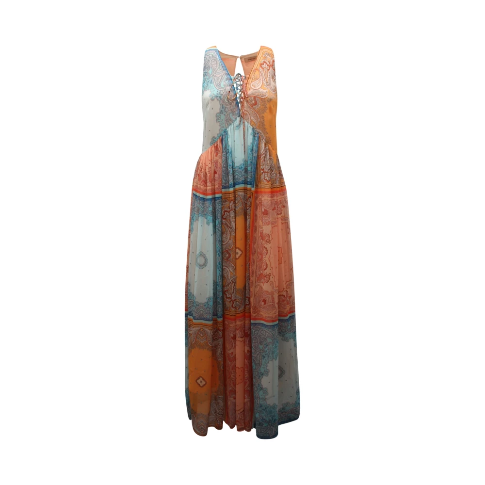 Twinset Multicolor Bandana Side Zip Dress - Female - Maxi Dresses - M - Dresses