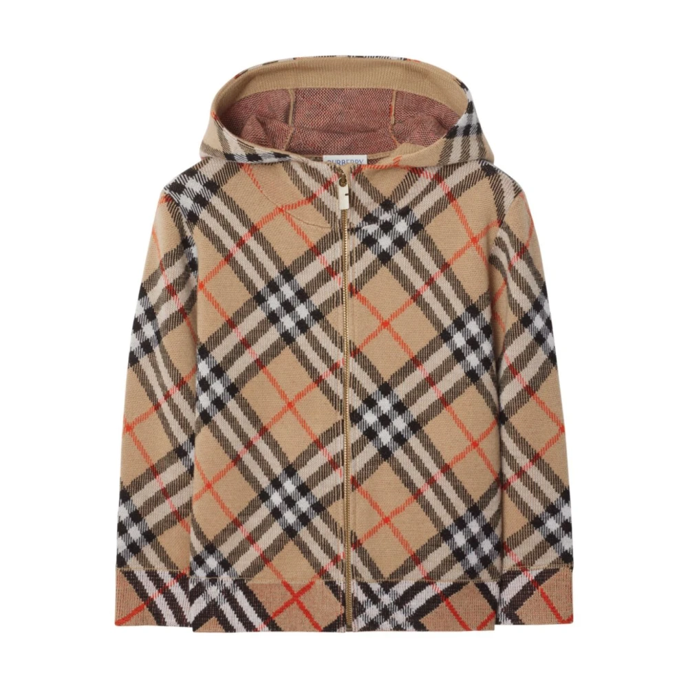 Burberry Boys Beige Jumper Zip Hoodie Checkered - Kids Cardigans - 2 Y - Kids