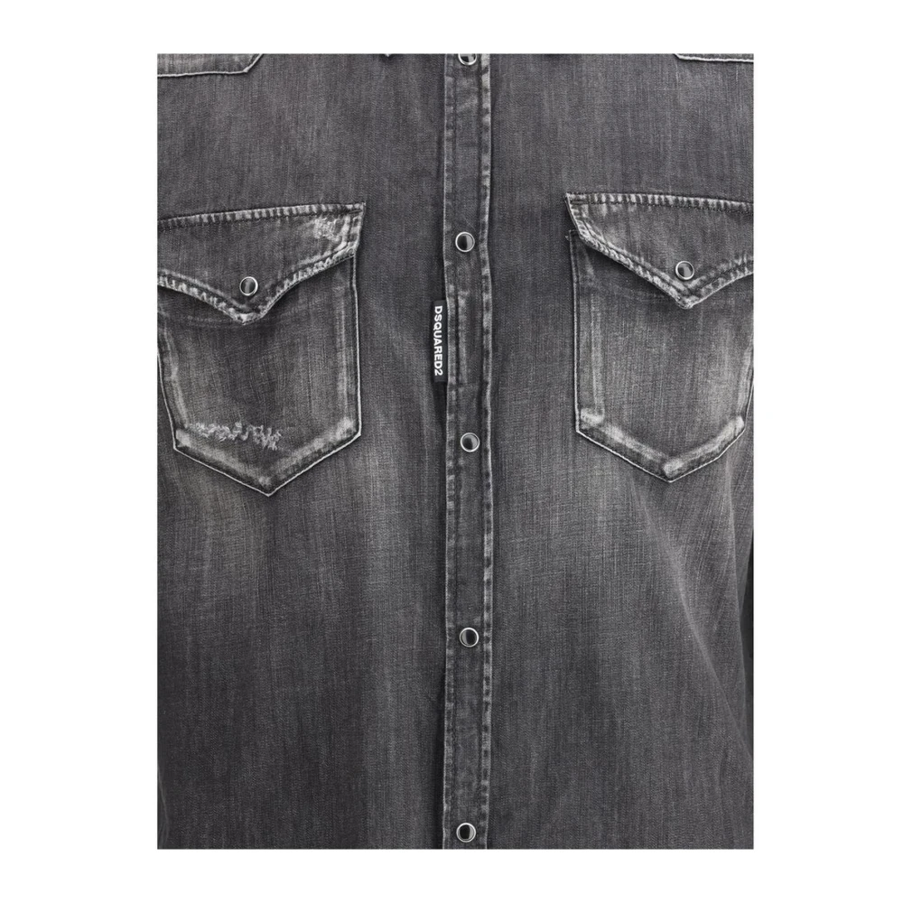 Dsquared2 Klassieke Westernshirt met klepzakken Black Heren