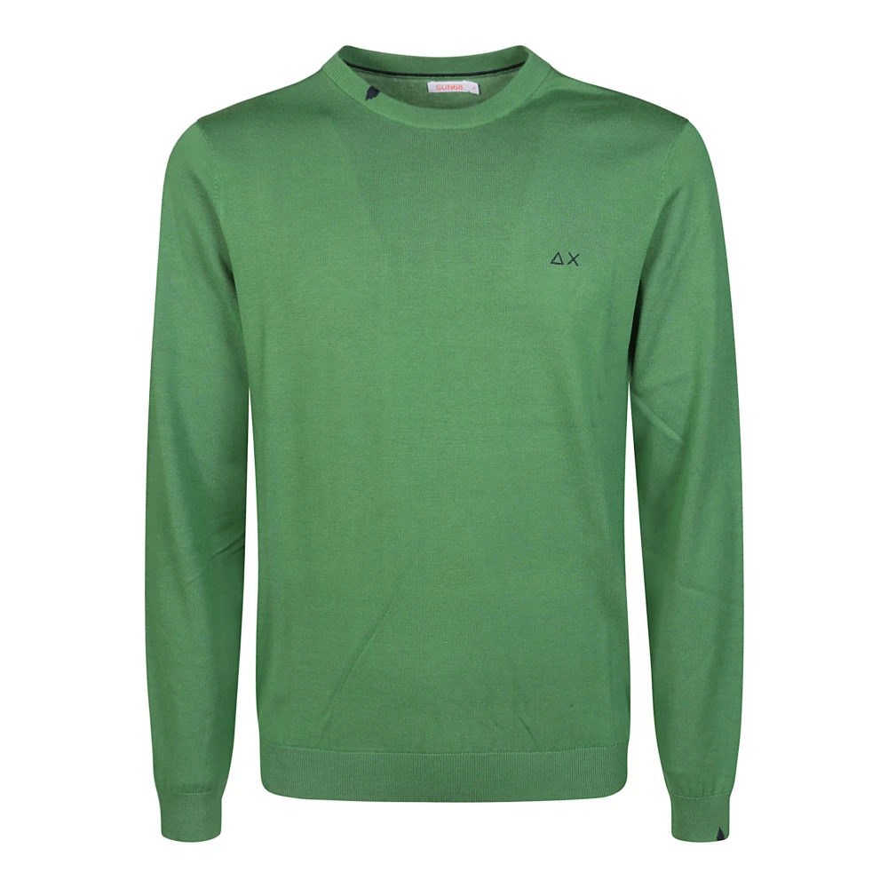 Sun68 Basis ronde hals trui Green Heren