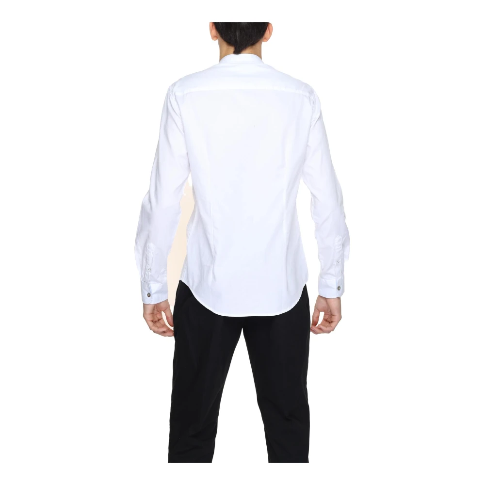 Gianni Lupo Witte Mandarin Kraag Katoenen Overhemd White Heren