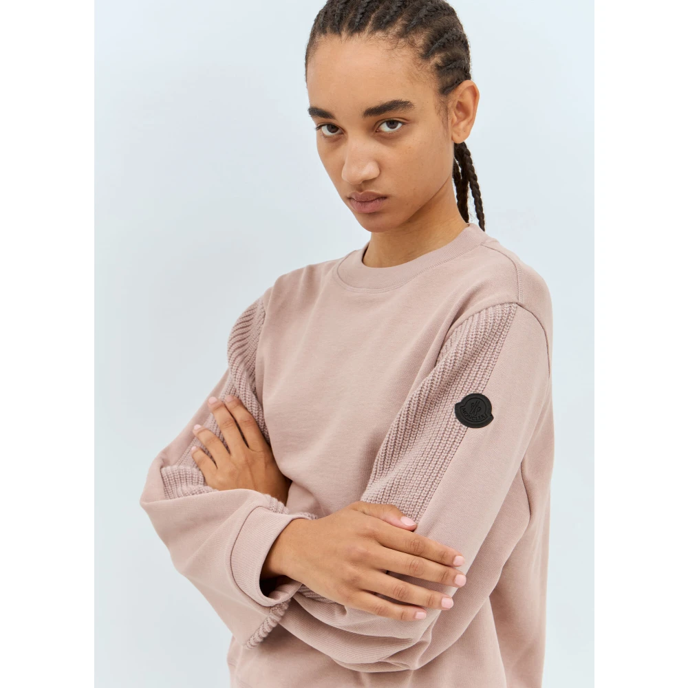 Moncler Wollen Panelen Crewneck Sweatshirt Pink Dames