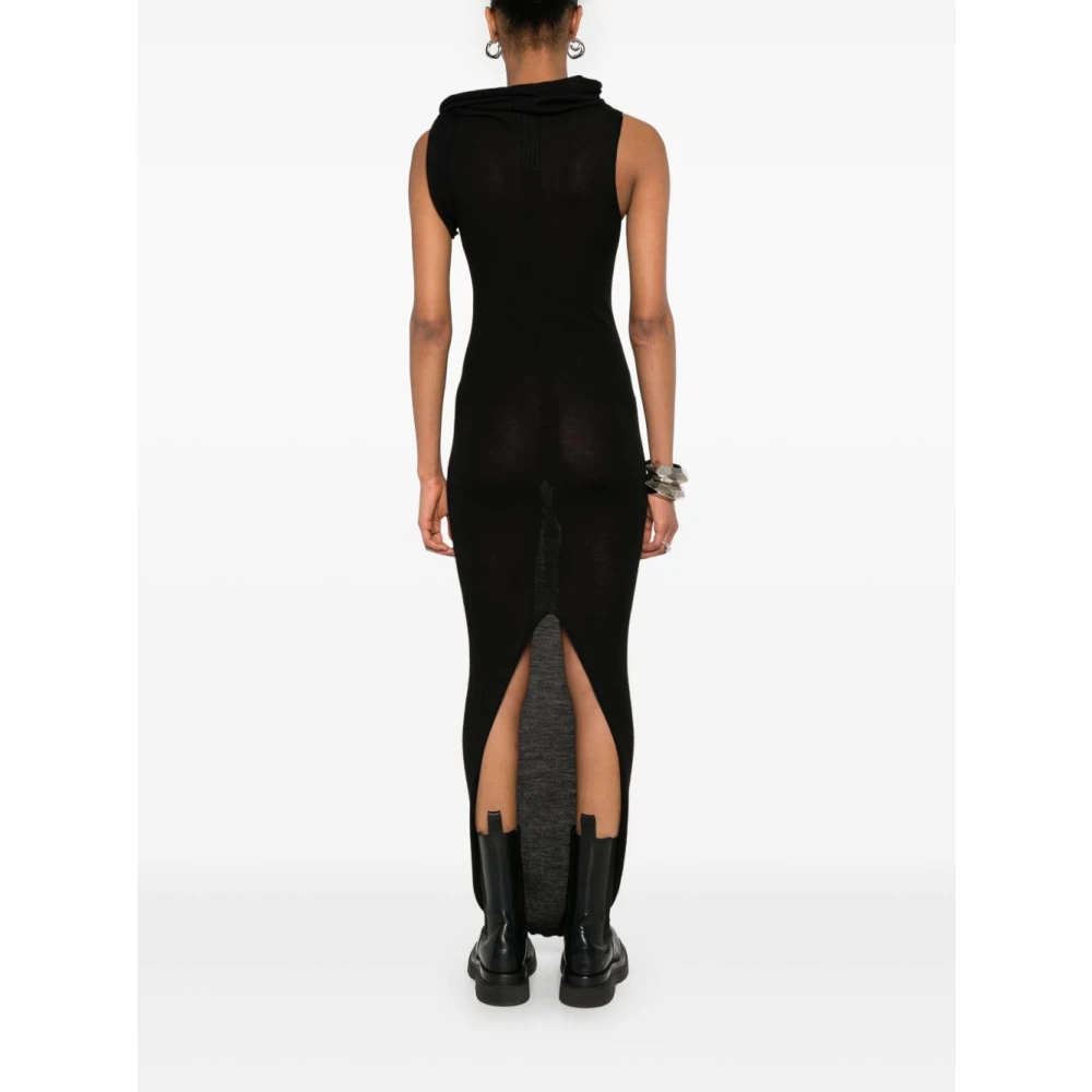 Rick Owens Zwarte Mouwloze Jurk met Cowl-Hals Black Dames