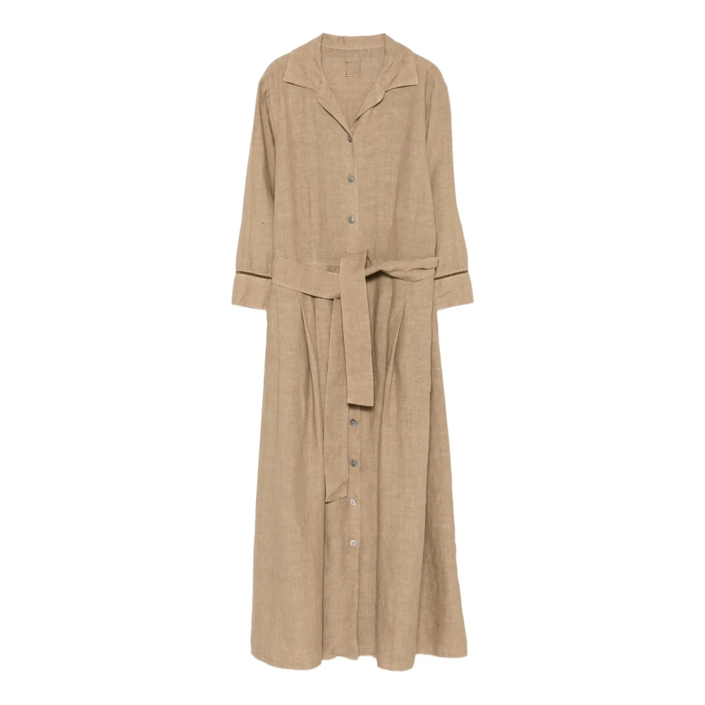 120% Lino Green Maxi Dresses, Female, Xl, Linen Dress
