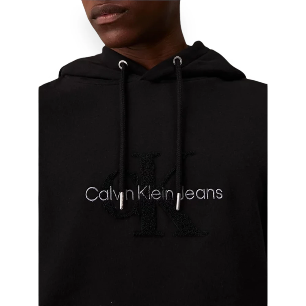 Calvin Klein Chenille Monologo Hoodie Black Heren