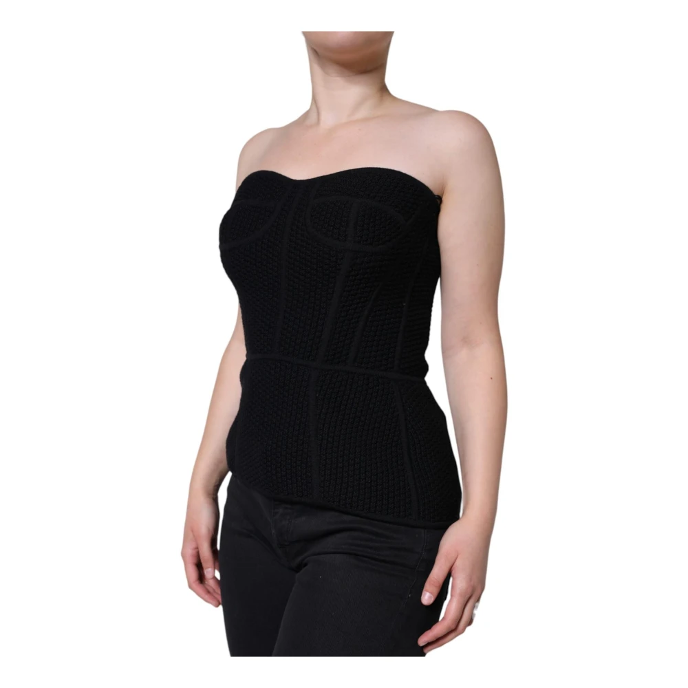 Dolce & Gabbana Zwarte mouwloze korsetblouse top Black Dames