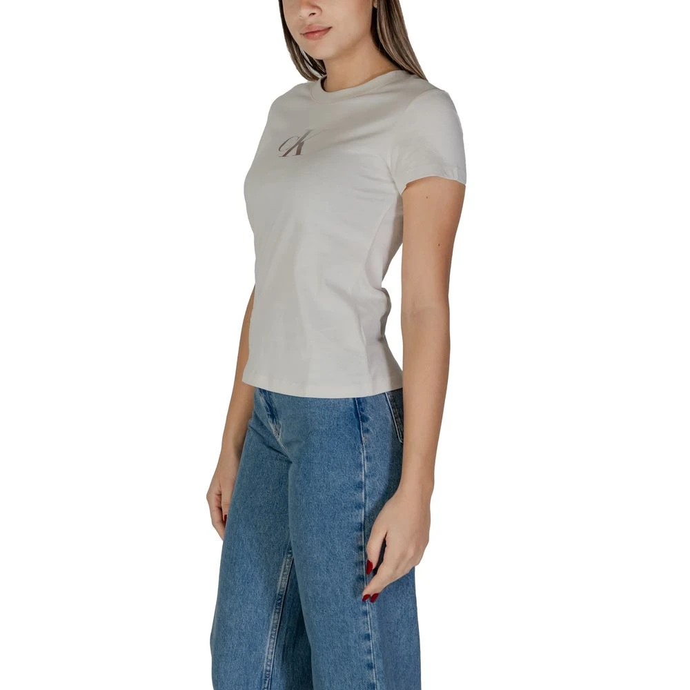 Calvin Klein Jeans Beige Katoenen Dames T-shirt Lente Zomer Beige Dames