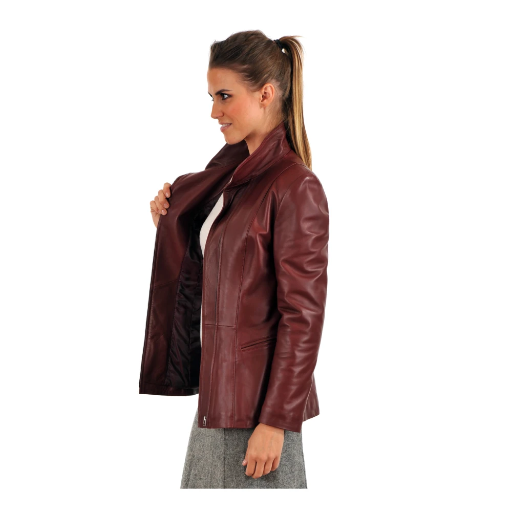 La Canadienne Rode Getailleerde Leren Jas Eco-Vriendelijk Red Dames