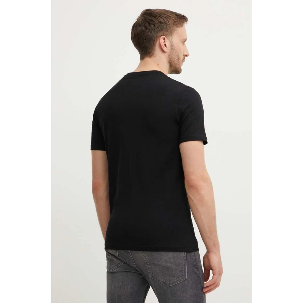 Guess Slim Logo TShirt Zijprint Black Heren