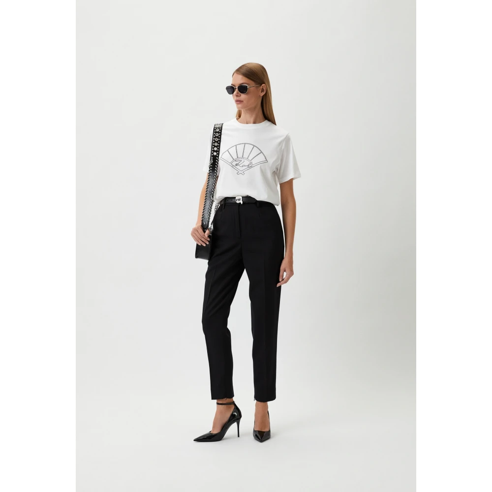 Karl Lagerfeld T-shirt met glanzend water en logo ontwerp Blue Dames