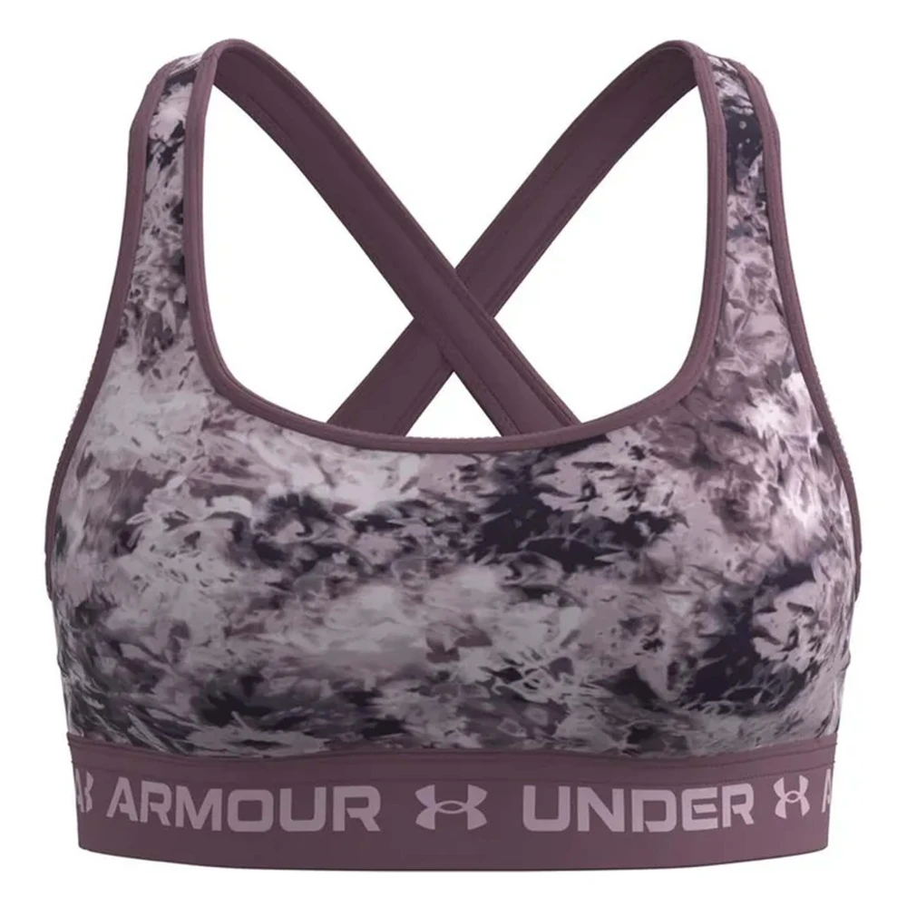 Under Armour Mid Crossback Printed Sports Bra Gray, Dam