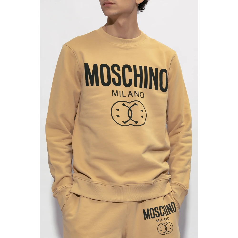 Moschino Sweatshirt met logo-opdruk Beige Heren