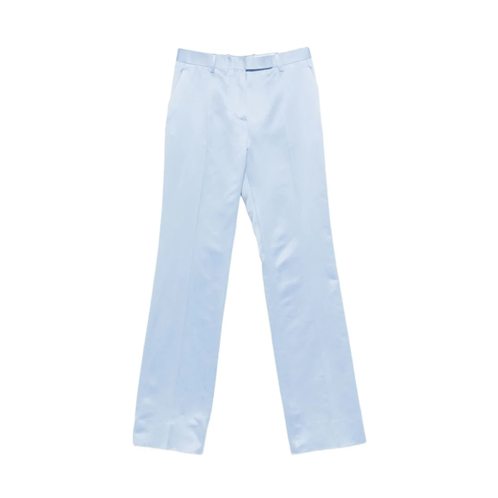 Tom Ford Blue Straight Trousers, Female, S, Washed Cotton Silk Blend Duchesse Tailored Straight Trousers