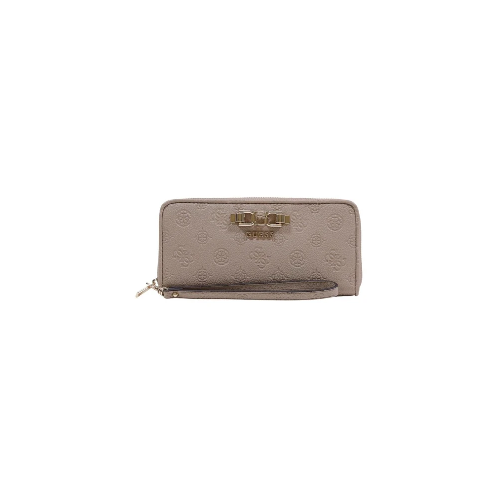 Guess Damen Beige Geldbörse Mit Reißverschluss, Innenfächern Und Taschen