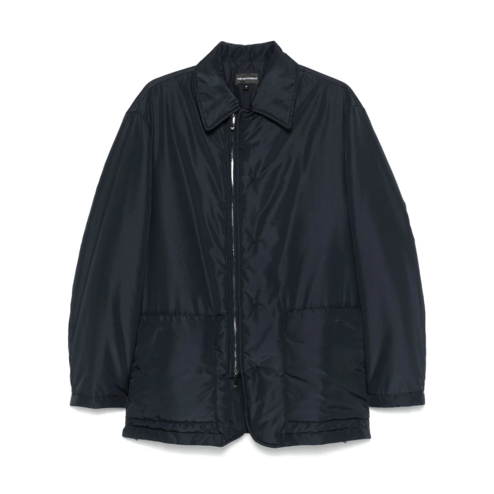 Emporio Armani Blauwe regenjas met ritssluiting Blue Heren