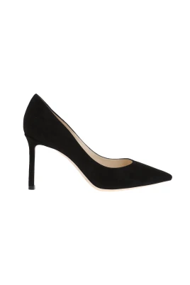 Svarta spetsiga pumps i mocka