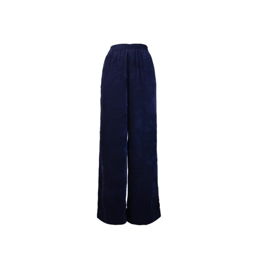 Forte Mat Corduroy Wide Leg Broek Blue Dames