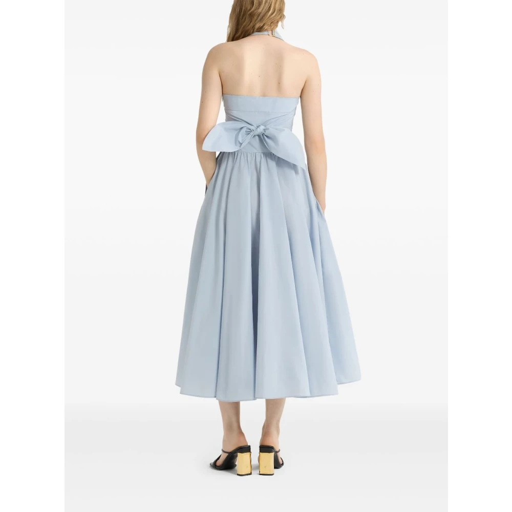 Patou Blauwe Strik Detail Geplooide Jurk Blue Dames
