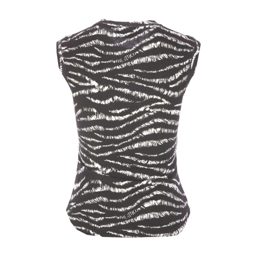 The Attico Zwarte Mouwloze Ronde Hals Top Black Dames