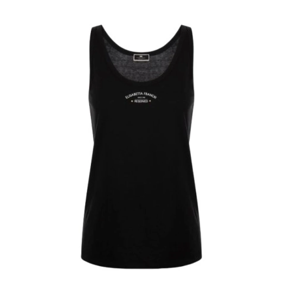 Elisabetta Franchi Zwart Halternek Applicatie T-shirt Black Dames