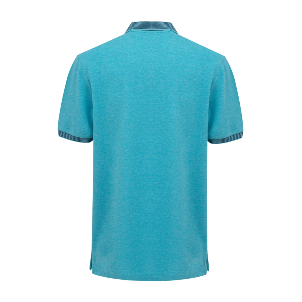 Canali Polo Shirt Korte Mouw Blauwe Gestreepte Kraag Blue Unisex