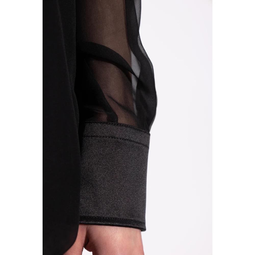 Dolce & Gabbana Transparante top met opstaande kraag Black Dames