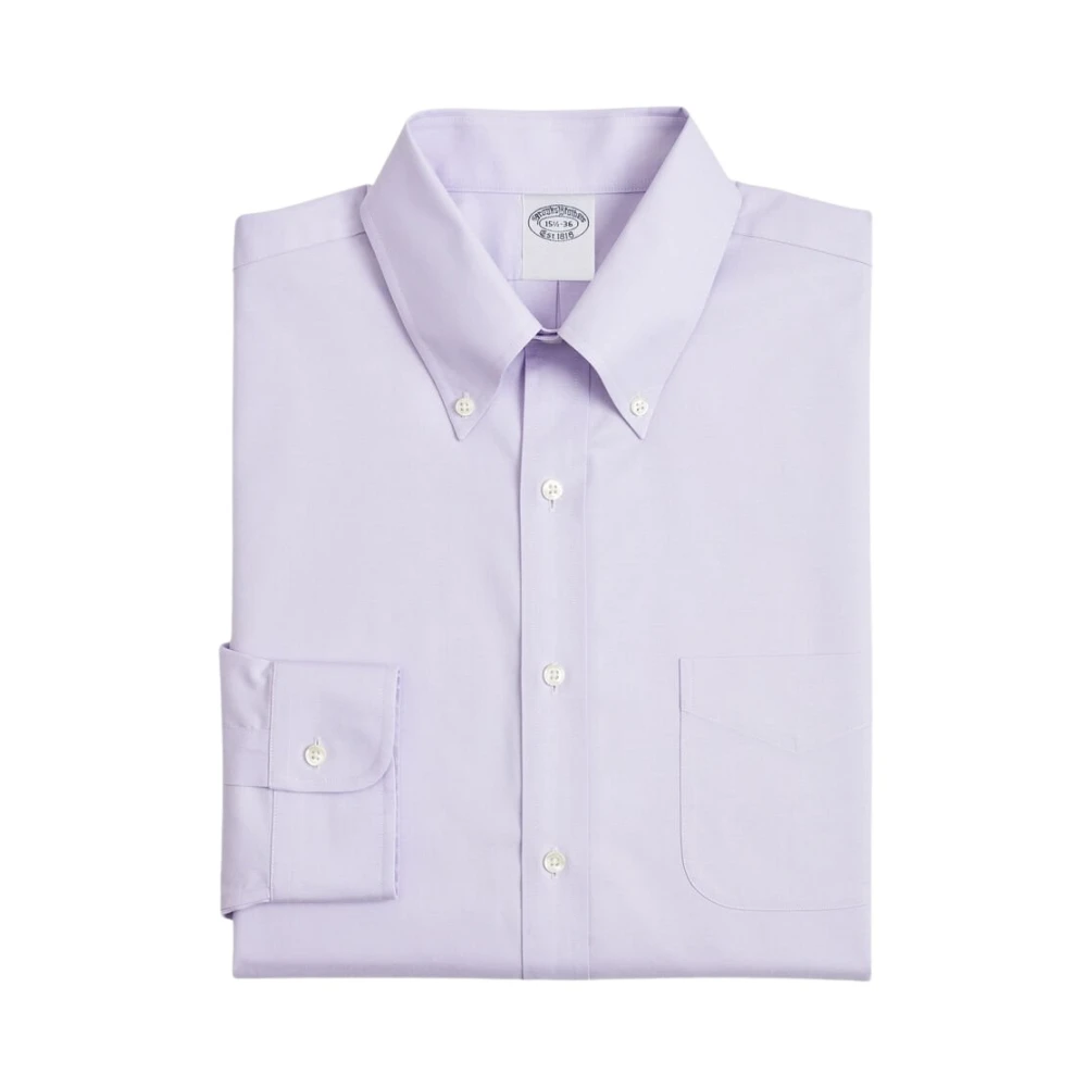 Brooks Brothers Men's Purple Regular Fit Non-Iron Oxford Shirt With Button Down Collar