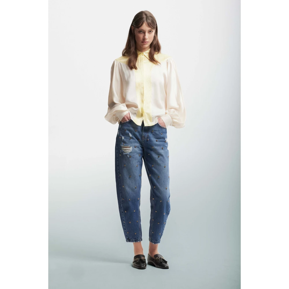 Kocca Studded Distressed Denim Jeans Blue Dames