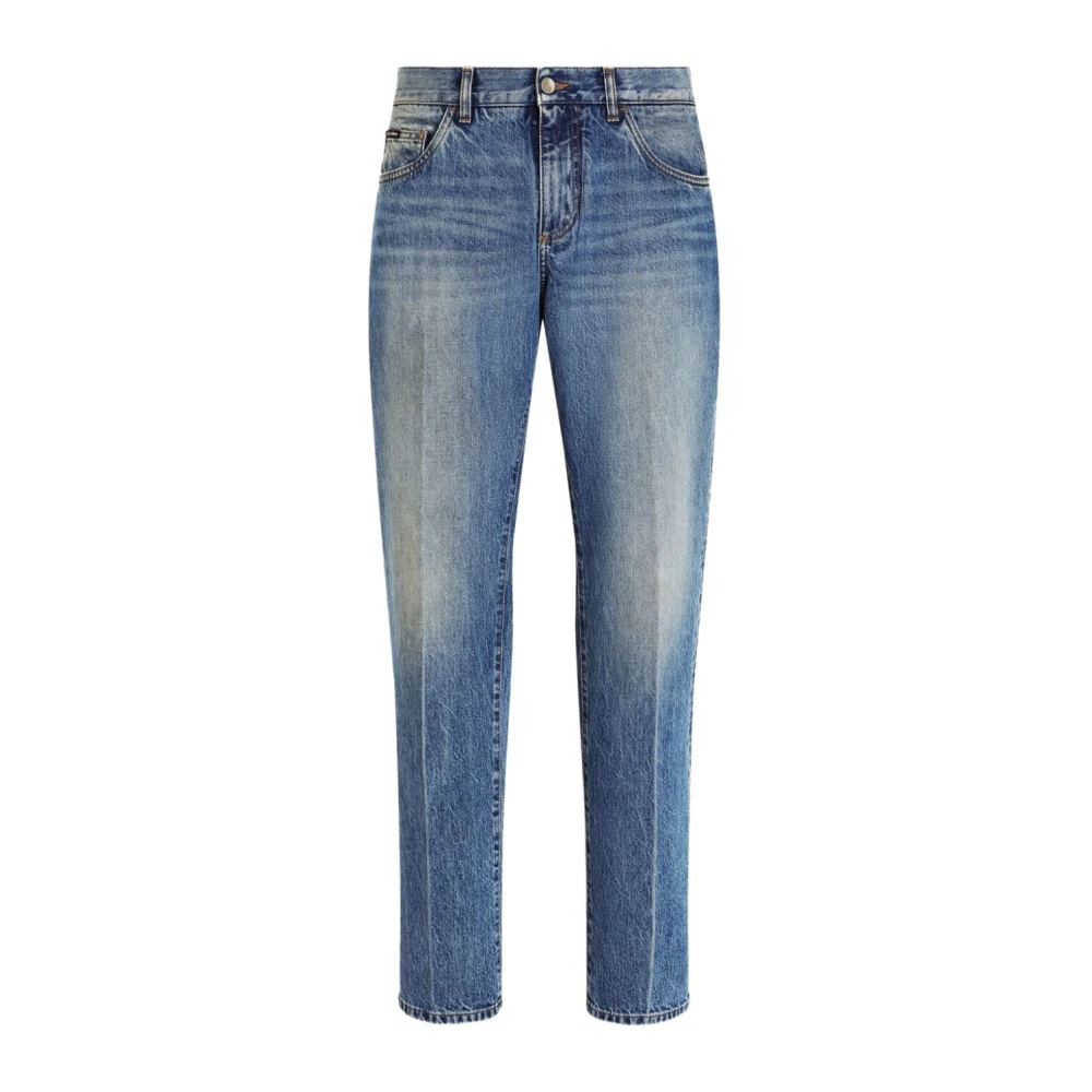 Dolce & Gabbana Denim Jeans met Placca Zak Blue Heren