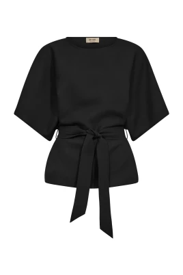 Elegant Svart Blus med Korta ärmar