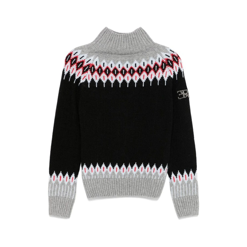 Ermanno Scervino Sweater med Strass Logo Stickat Mönster Multicolor, Dam