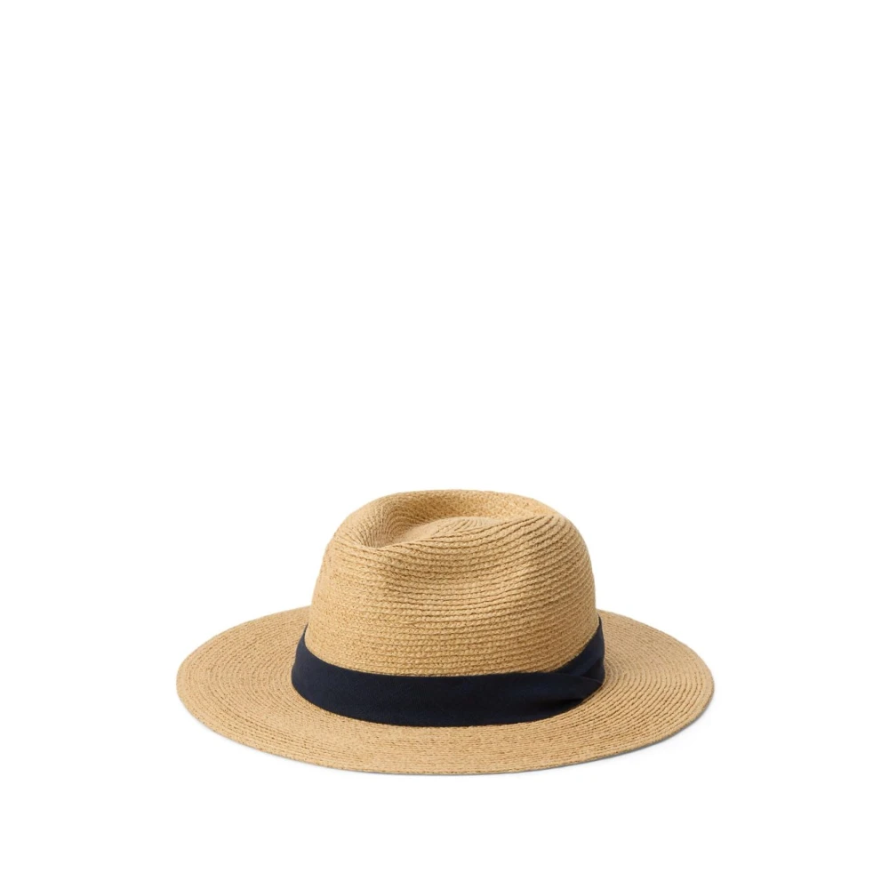 Polo Ralph Lauren Men's Beige Poplin-Trim Raffia Fedora - Accessories - S - Accessories