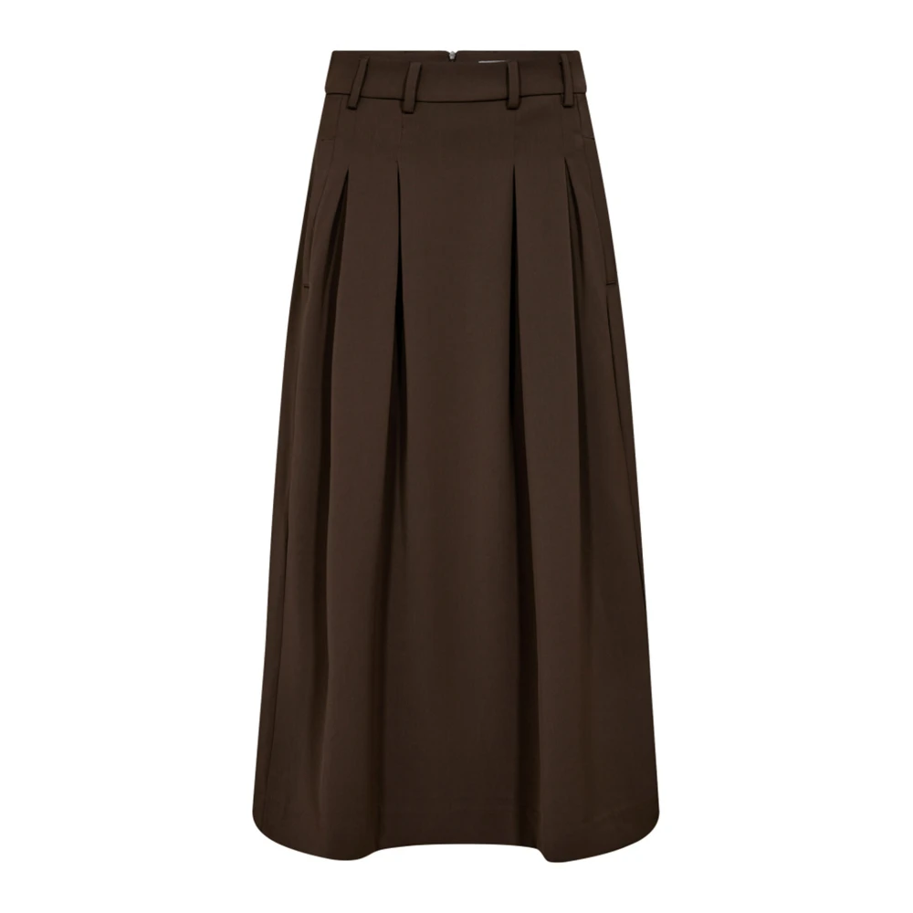 Co'couture Brown Pleat Skirt With Belt Loops - Female - Midi Skirts - Xl - Skirts