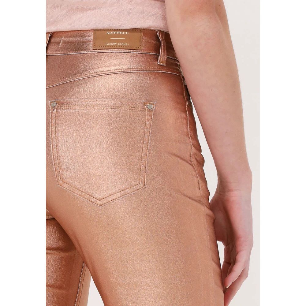 Summum Woman Skinny Foil Coated Twill Jeans Pink Dames